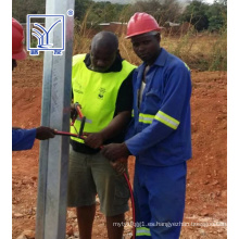 Proyecto en Zambia, poste octogonal galvanizado de 10 m